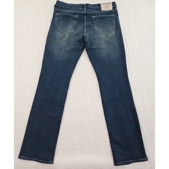 True Religion Ricky Jeans Men's 36x34 Med Wash Relaxed Straight Leg NEW NWT